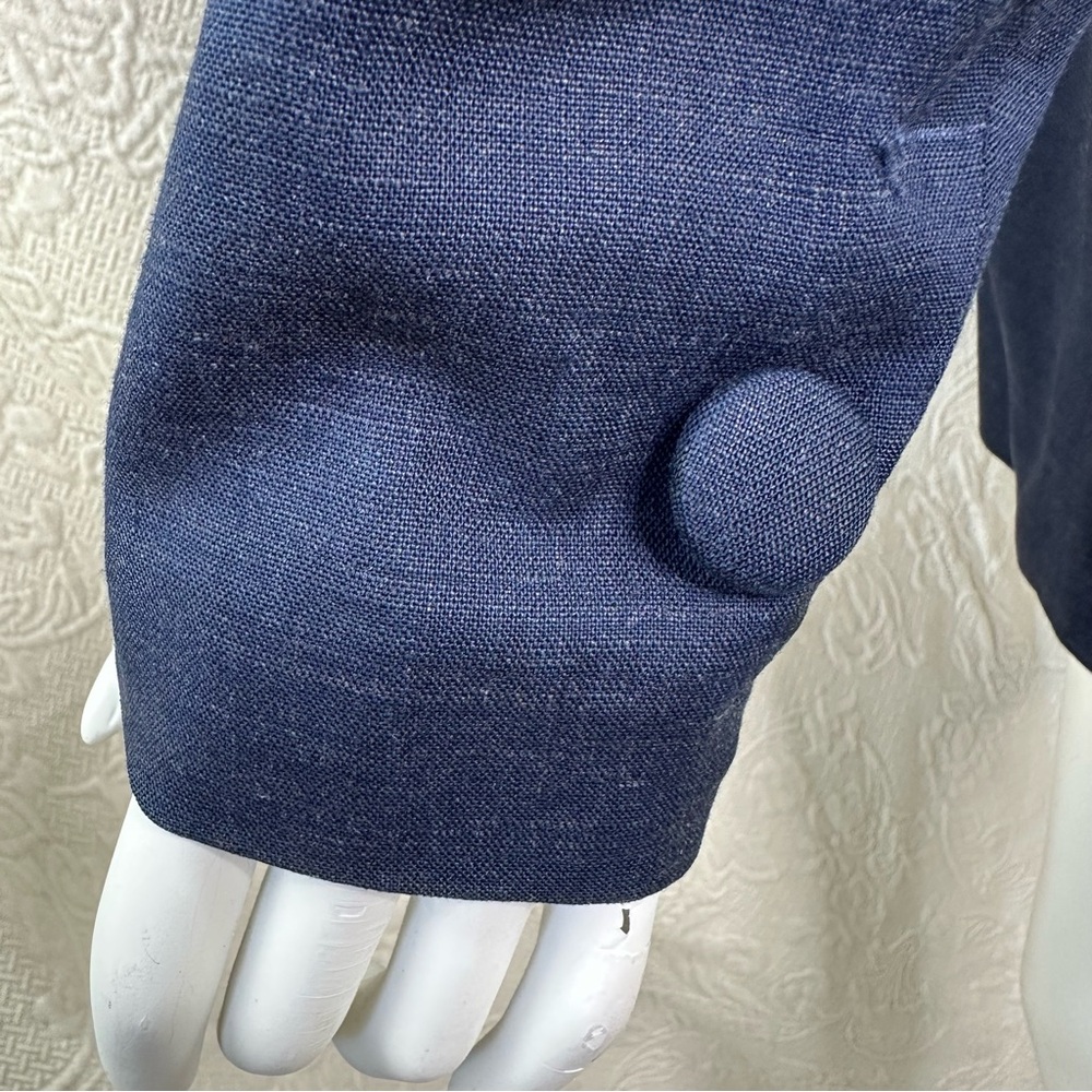 Alberto Makali 80s VTG Rayon/Linen Blazer Back Button Tail Detail - Picture 12 of 16